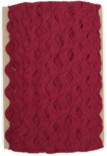 100% Cotton Burgundy Striped Ric Rac Trim - 5 Yards - Classic & Traditional Style - Wedding Occasion - Perfect for Clothing, Home Decor & Craft Projects