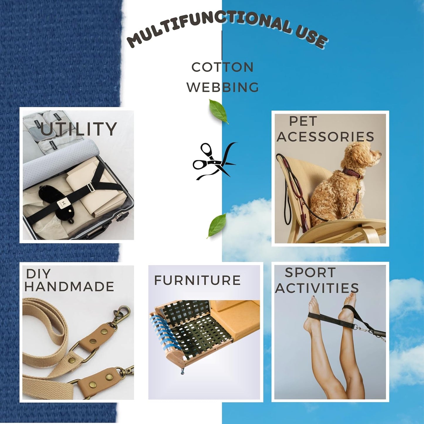 Cotton Webbing 2" & 1.5'' & 1" - 5 Yards - 50+ Colors -%100 Natural Cotton - Turkish Woven - Heavy 1 Inch 1.5 Inch 2 Inch Canvas Webbing for Sewing Straps Bags Climbing Indoors Craft DIY 11415…