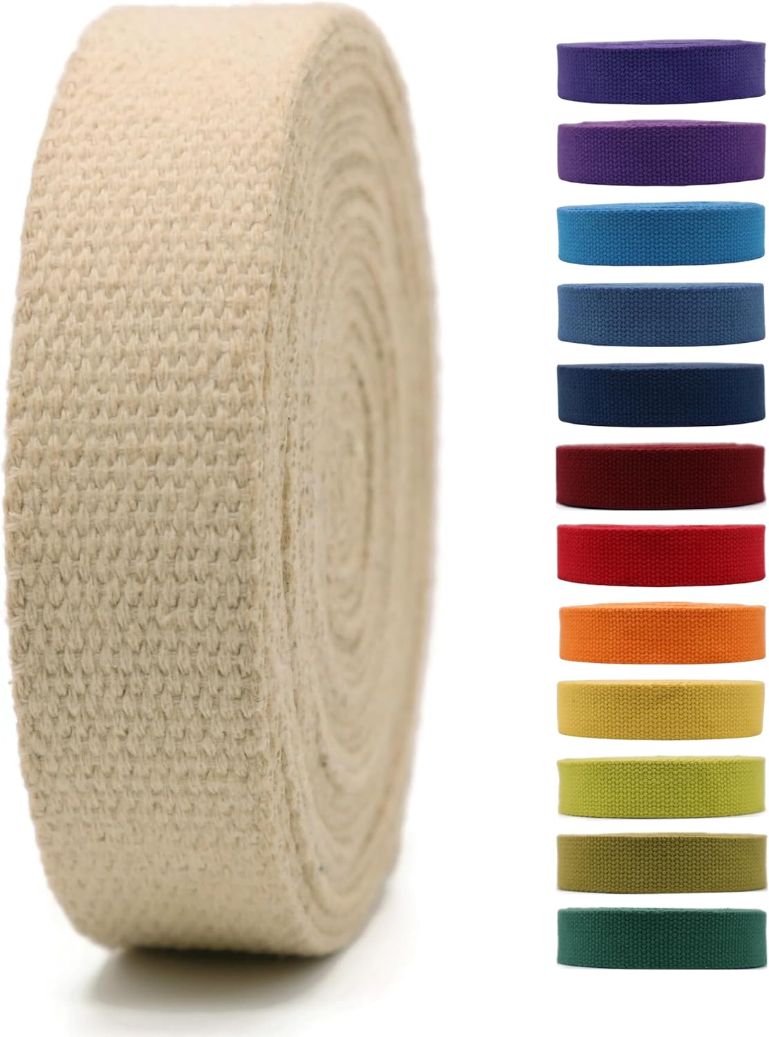 2" &amp; 1.5'' &amp; 1" Cotton Webbing - 5 Yards - 50+ Colors -100% Natural Cotton - Turkish Woven - Heavy Duty 1 Inch 1.5 Inch 2 Inch Canvas Webbing for Sewing Straps Bags Climbing Indoors Craft DIY 115855…