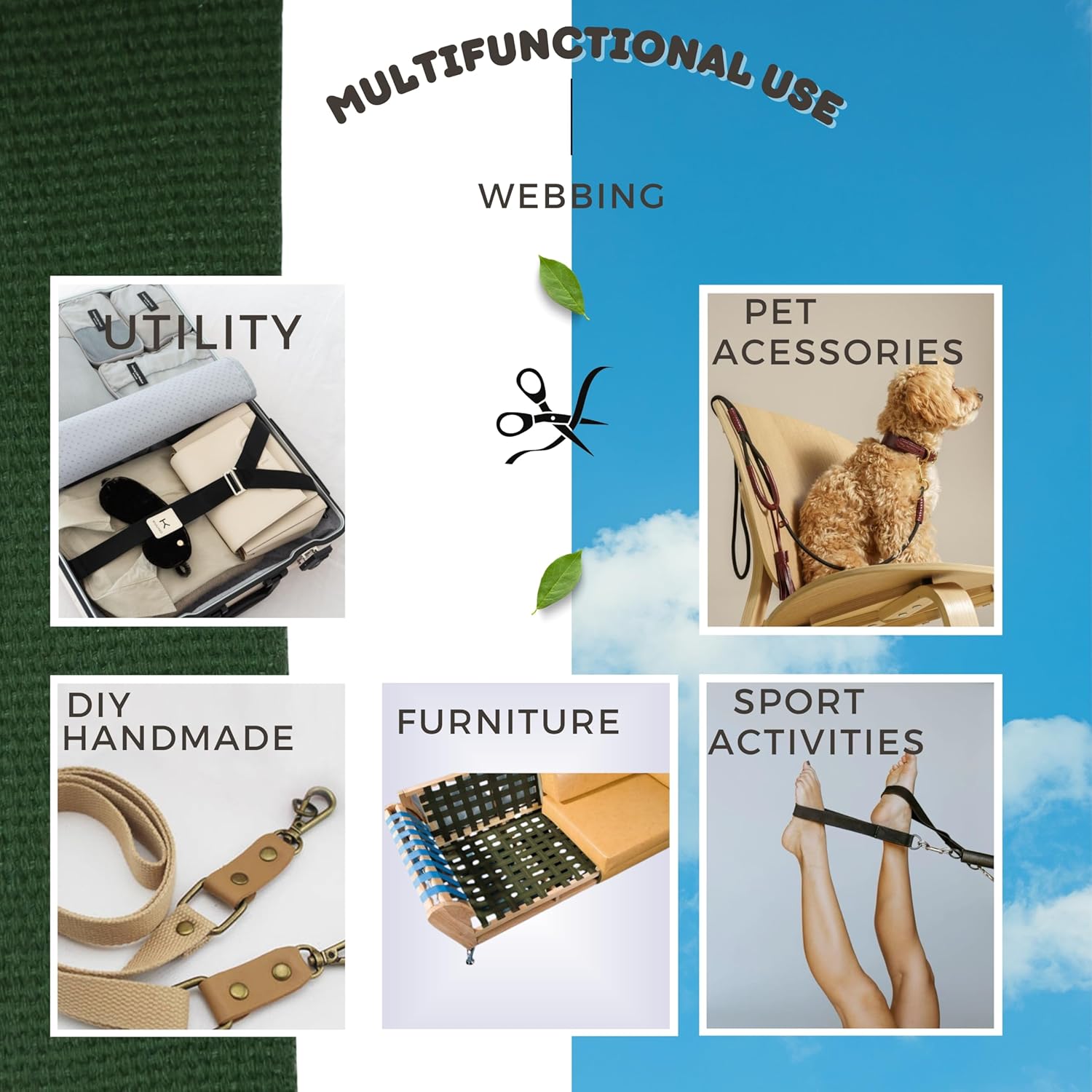 Cotton Webbing 2" & 1.5'' & 1" - 5 Yards - 50+ Colors -%100 Natural Cotton - Turkish Woven - Heavy Duty 1 Inch 1.5 Inch 2 Inch Canvas Webbing for Sewing Straps Bags Climbing Indoors Craft DIY 11325…