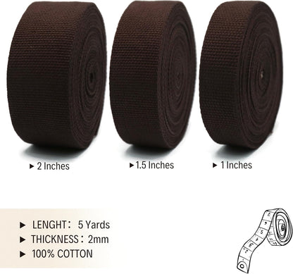 2" & 1.5'' & 1" Cotton Webbing - 5 Yards - 50+ Colors -%100 Natural Cotton - Turkish Woven - Heavy Duty1 Inch 1.5 Inch 2 Inch Canvas Webbing for Sewing Straps Bags Climbing Indoors Craft DIY 11505…