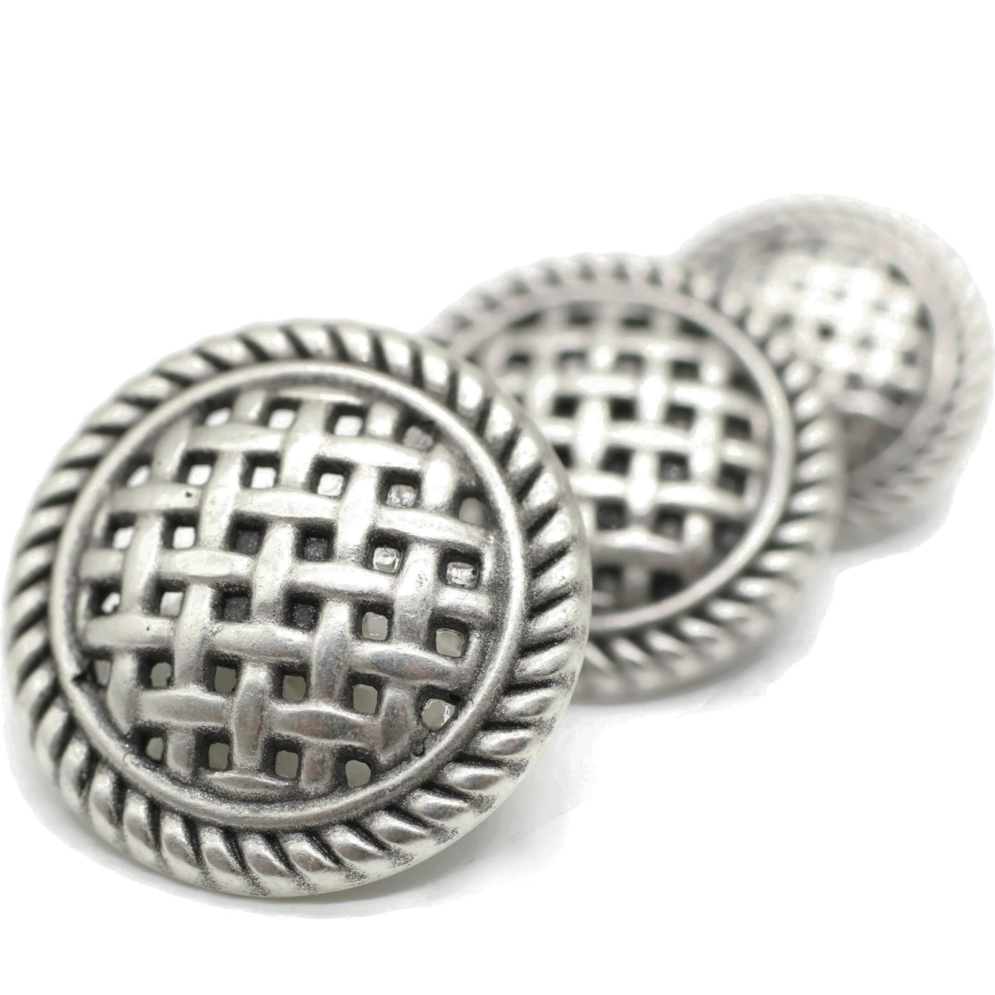 Weave Silver Metal Shank Buttons - 12 Pcs - 3 Size Options - Luxury Weave Metal Shank Buttons for Men Women Blazer Coat Uniform Shirt Suit and Jacket Sewing Craft DIY WE5243…