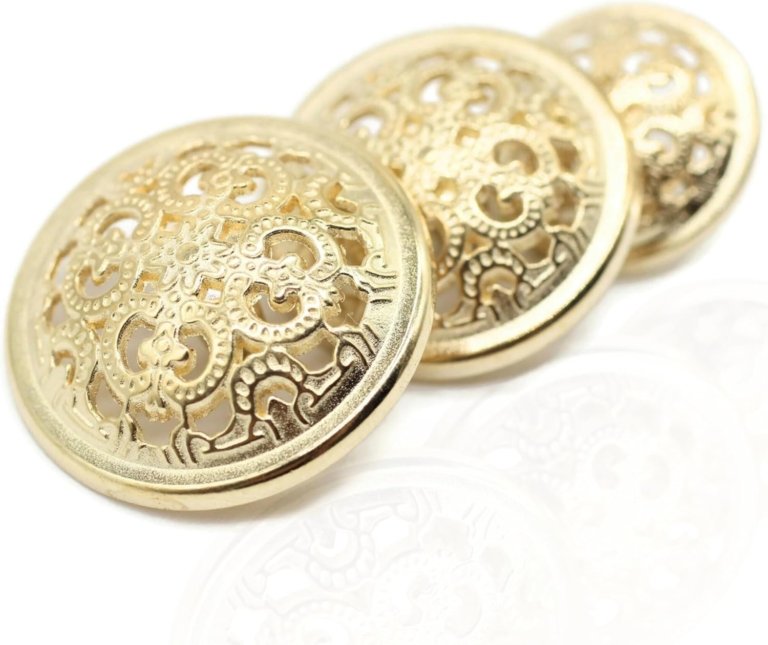 Baroque Gold Metal Shank Buttons - 12 Pcs - 3 Size Options - Luxury Baroque Round Metal Shank Buttons for Men Women Blazer Coat Uniform Shirt Suit and Jacket Sewing Craft DIY BR4230…