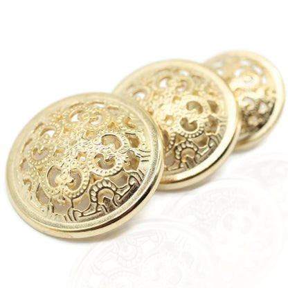 Baroque Silver Metal Shank Buttons - 12 Pcs - 3 Size Options - Luxury Baroque Round Wave Metal Shank Buttons for Men Women Blazer Coat Uniform Shirt Suit and Jacket Sewing Craft DIY BR5232…