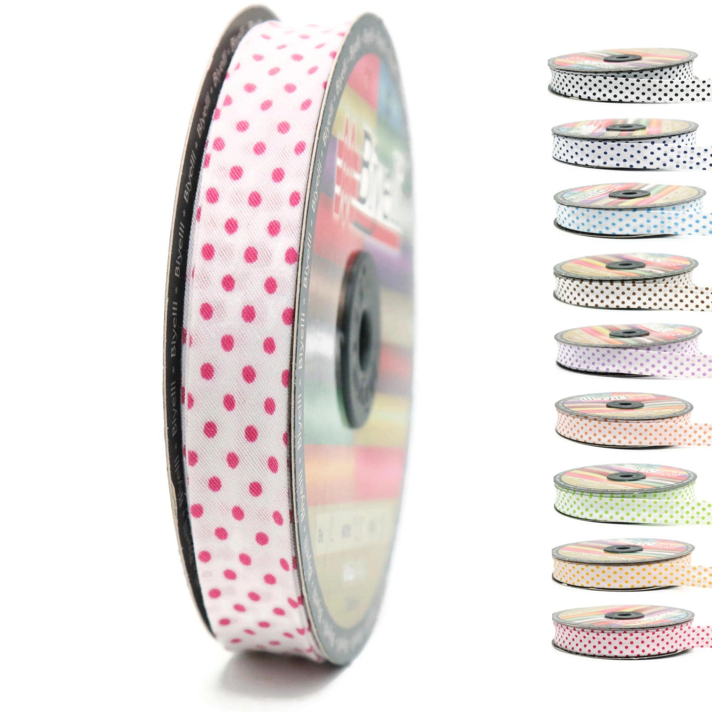 Cotton Fold Bias Binding Tape - 3/4 Inches (20mm) Wide - 27 Yards - Polka Dots Single Fold Cotton Fold Bias Binding Tape for Sewing Clothing DIY Pink B2