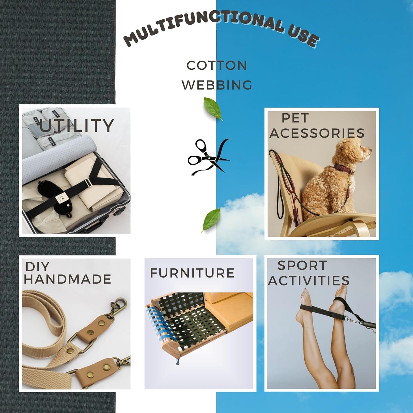 2" & 1.5'' & 1" Cotton Webbing - 5 Yards - 50+ Colors -%100 Natural Cotton - Turkish Woven 1 Inch 1.5 Inch 2 Inch Dark Gray Canvas Webbing for Sewing Straps Bags Climbing Indoors Craft DIY 11525…