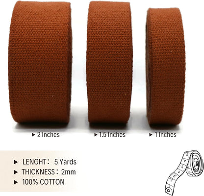 Cotton Webbing 2" & 1.5'' & 1" - 5 Yards - 50+ Colors -%100 Natural Cotton - Turkish Woven - Heavy Duty1 Inch 1.5 Inch 2 Inch Canvas Webbing for Sewing Straps Bags Climbing Indoors Craft DIY 11475…