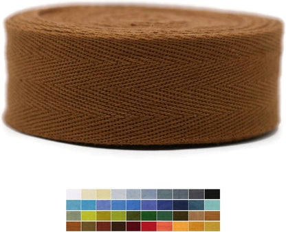 2" & 1.5" & 1.18'' & 1" Cotton Twill Tape - 10 Yards - 50+ Colors -%100 Natural Cotton 1 Inch 1.5 Inch 2 Inch Herringbone Bias Binding Cotton Tape Trim for Sewing Wrapping Craft DIY 10464 (Caramel)…