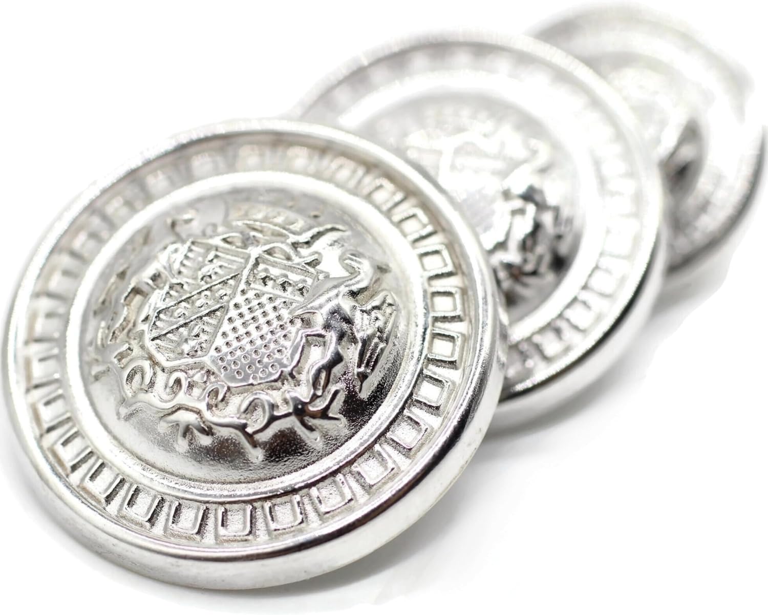 Silver Metal Shank Buttons - 12 Pcs - 3 Size Options - The Kingdom Round Metal Shank Buttons for Men Women Blazer Coat Uniform Shirt Suit and Jacket Sewing Craft DIY N6303