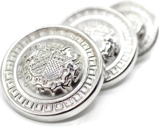 Silver Metal Shank Buttons - 12 Pcs - 3 Size Options - The Kingdom Round Metal Shank Buttons for Men Women Blazer Coat Uniform Shirt Suit and Jacket Sewing Craft DIY N6303