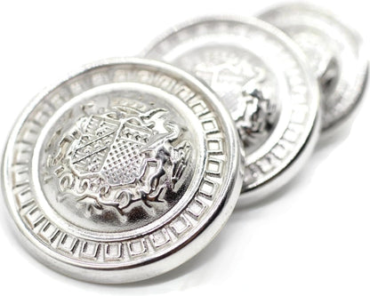 Silver Metal Shank Buttons - 12 Pcs - 3 Size Options - The Kingdom Round Metal Shank Buttons for Men Women Blazer Coat Uniform Shirt Suit and Jacket Sewing Craft DIY N6303