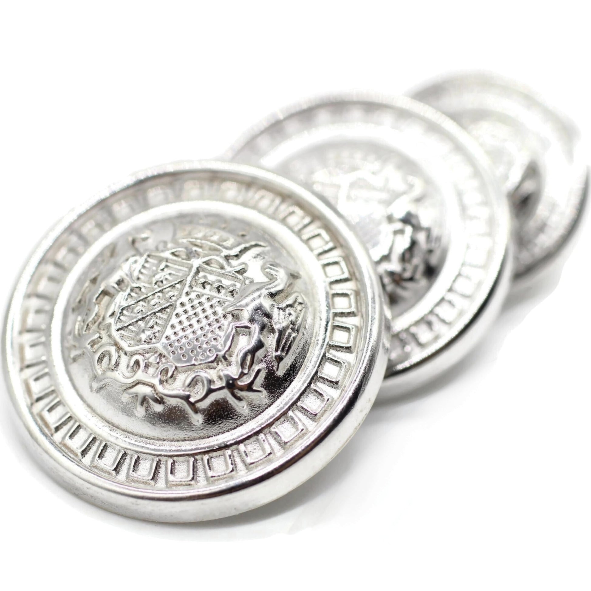 Silver Metal Shank Buttons - 12 Pcs - 3 Size Options - The Kingdom Round Metal Shank Buttons for Men Women Blazer Coat Uniform Shirt Suit and Jacket Sewing Craft DIY N6303