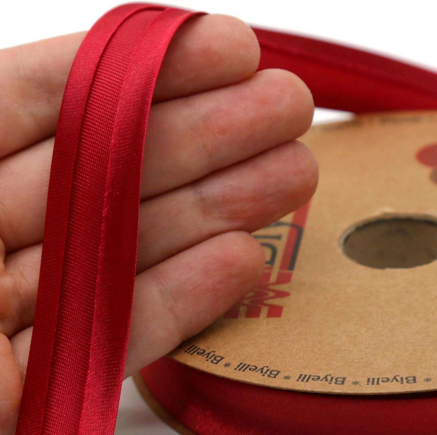 Fold Satin Bias Tape - 99+ Colors - 3/4 Inches Wide - 27 Yards - Fold Satin Binding Bias Ribbon Fabric Piping Bias Binding Tape for Sewing Clothing DIY (77. Cherry Red) BYS77