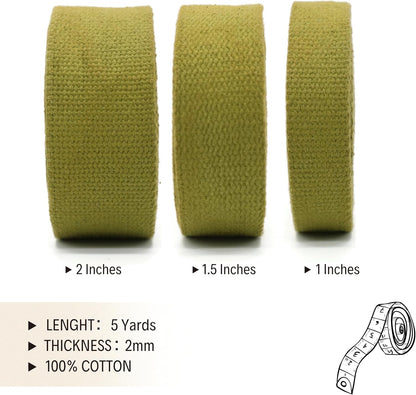Cotton Webbing 2" & 1.5'' & 1" - 5 Yards - 50+ Colors -%100 Natural Cotton - Turkish Woven - Heavy Duty 1 Inch 1.5 Inch 2 Inch Canvas Webbing for Sewing Straps Bags Climbing Indoors Craft DIY 11305…