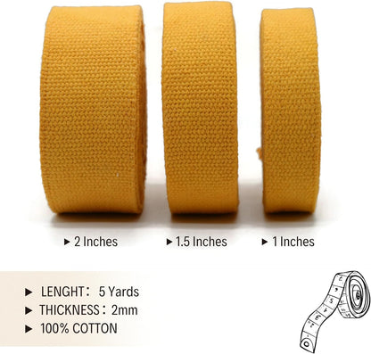 2" & 1.5'' & 1" Cotton Webbing - 5 Yards - 50+ Colors -%100 Natural Cotton - Turkish Woven - Heavy Duty 1 Inch 1.5 Inch 2 Inch Webbing for Sewing Straps Bag Climbing Indoors Craft DIY 11125…