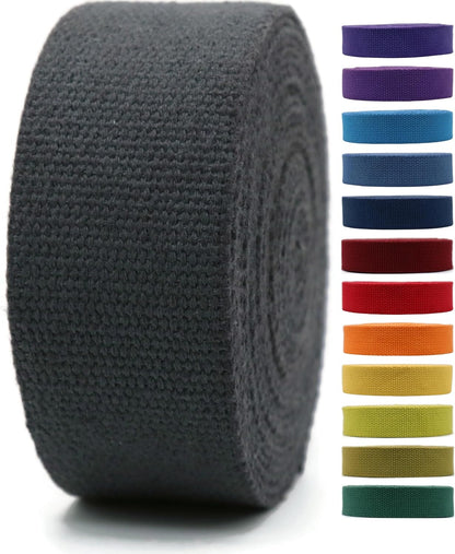 2" & 1.5'' & 1" Cotton Webbing - 5 Yards - 50+ Colors -%100 Natural Cotton - Turkish Woven 1 Inch 1.5 Inch 2 Inch Dark Gray Canvas Webbing for Sewing Straps Bags Climbing Indoors Craft DIY 11525…