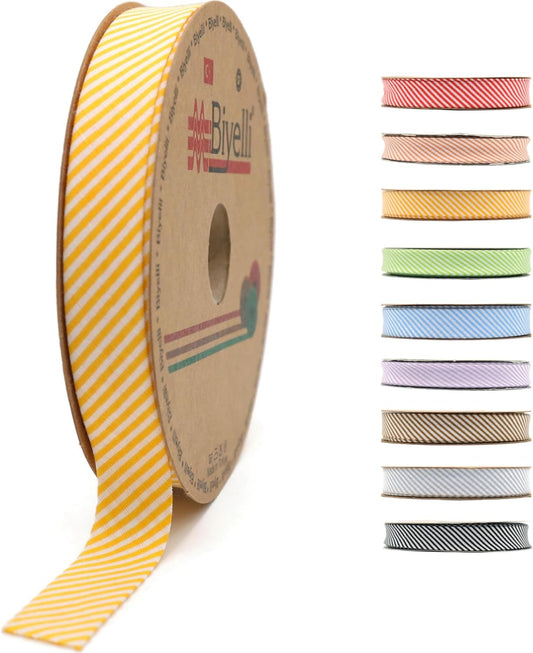 Cotton Fold Bias Binding Tape - 3/4 Inches (20mm) Wide - 27 Yards - Plaid Single Fold Cotton Fold Bias Binding Tape for Sewing Clothing DIY Yellow C4