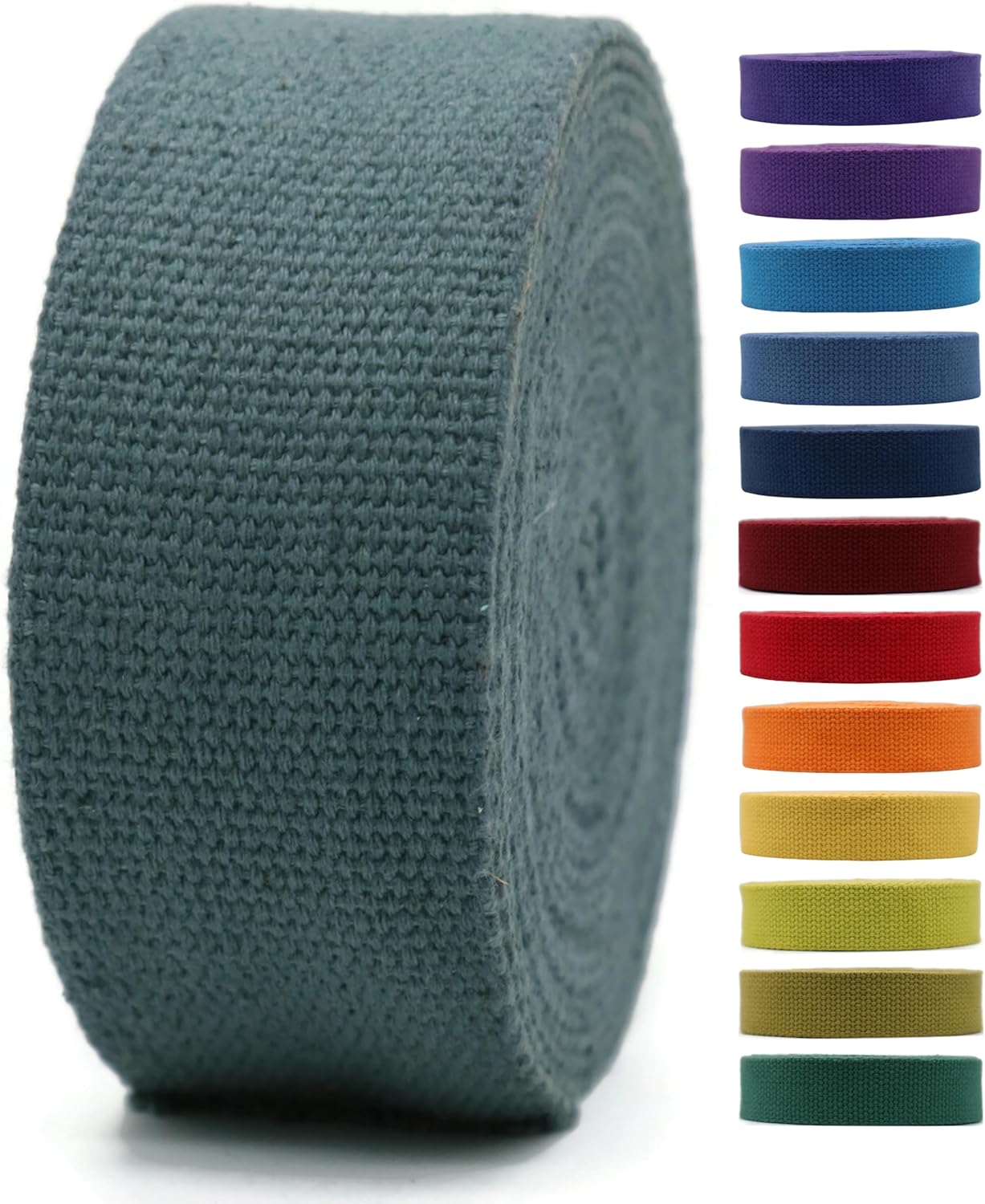 2" &amp; 1.5'' &amp; 1" Cotton Webbing - 5 Yards - 50+ Colors -100% Natural Cotton - Turkish Woven - Heavy Duty 1 Inch 1.5 Inch 2 Inch Canvas Webbing for Sewing Straps Bags Climbing Indoors Craft DIY 11555…