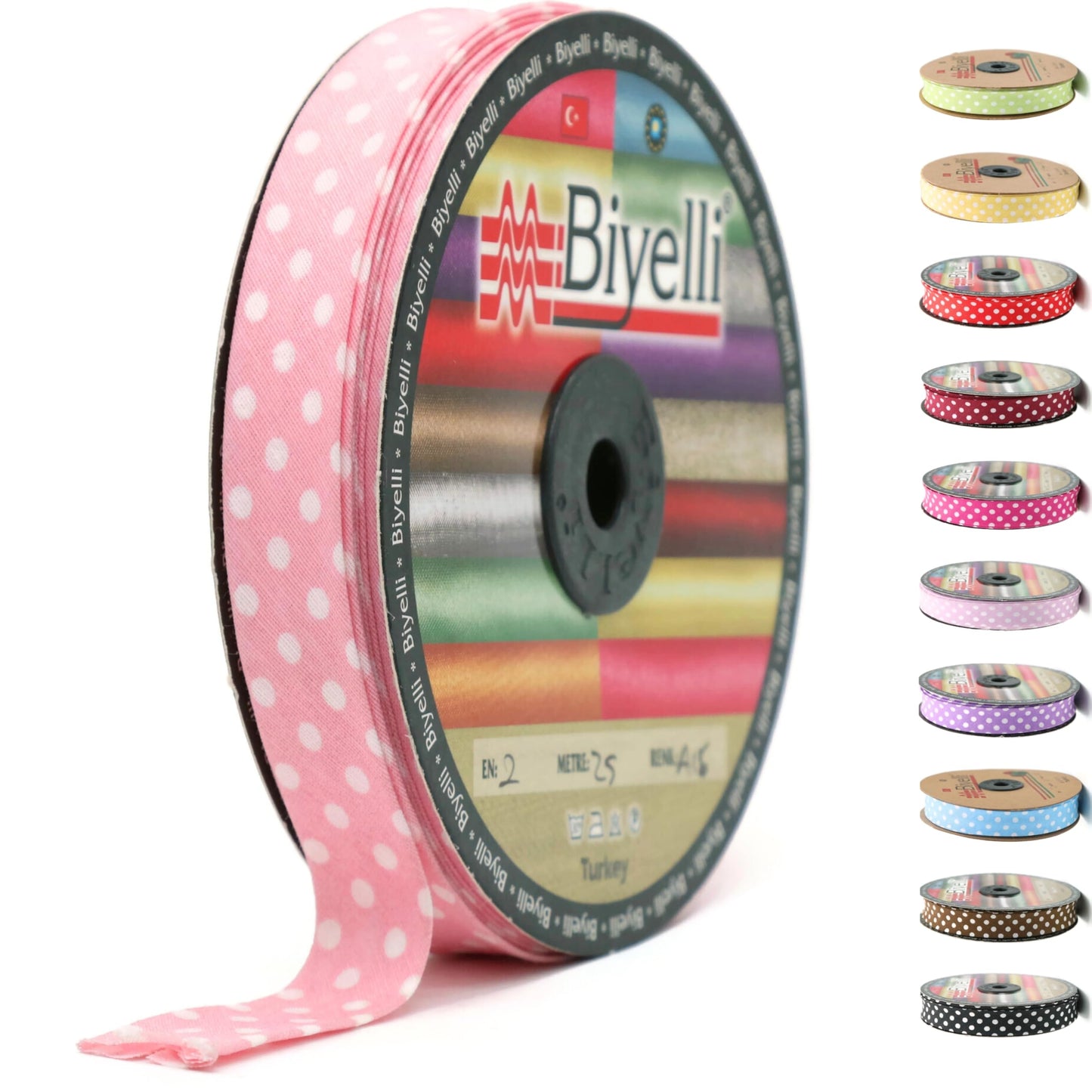 Cotton Fold Bias Binding Tape - 3/4 Inches (20mm) Wide - 27 Yards - Polka Dots Single Fold Cotton Fold Bias Binding Tape for Sewing Clothing DIY Coral Pink A16