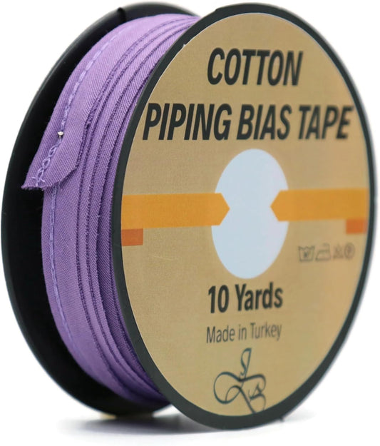 Piping Trim Bias Tape with Cord - 10 Yards - 65+ Colors - 1/2 Inch Decorative Sewing Trim for Upholstery Cushions Home Décor Crafting Clothing - Durable Cotton - Purple ID51