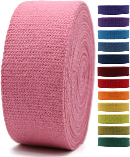 2" & 1.5'' & 1" Cotton Webbing - 5 Yards - 50+ Colors -%100 Natural Cotton - Turkish Woven - Heavy 1 Inch 1.5 Inch 2 Inch Rose Canvas Webbing for Sewing Straps Bag Climbing Indoors Craft DIY 11215…