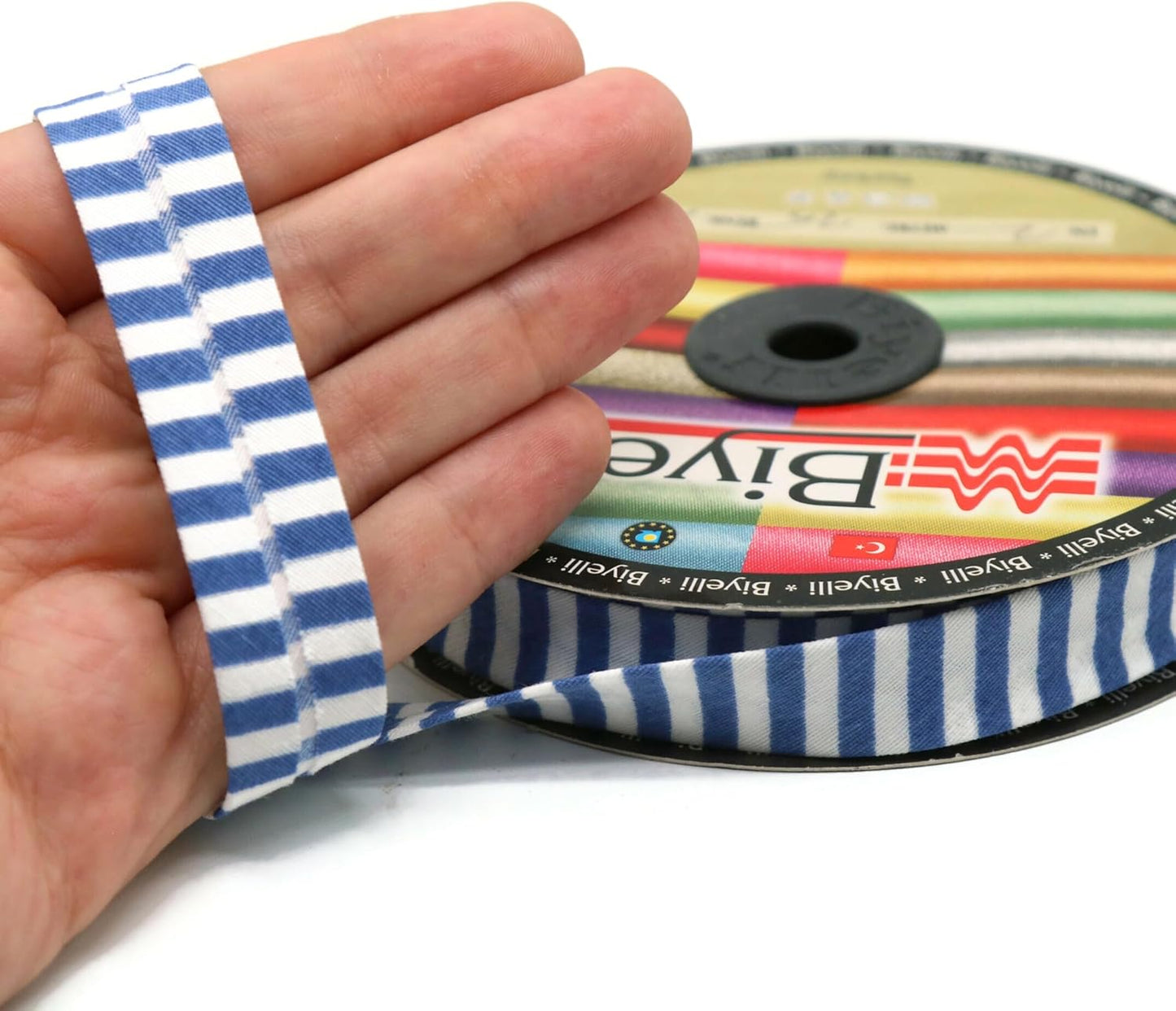 Cotton Fold Bias Binding Tape - 3/4 Inches (20mm) Wide - 27 Yards - Plaid Single Fold Cotton Fold Bias Binding Tape for Sewing Clothing DIY Royal Blue F10