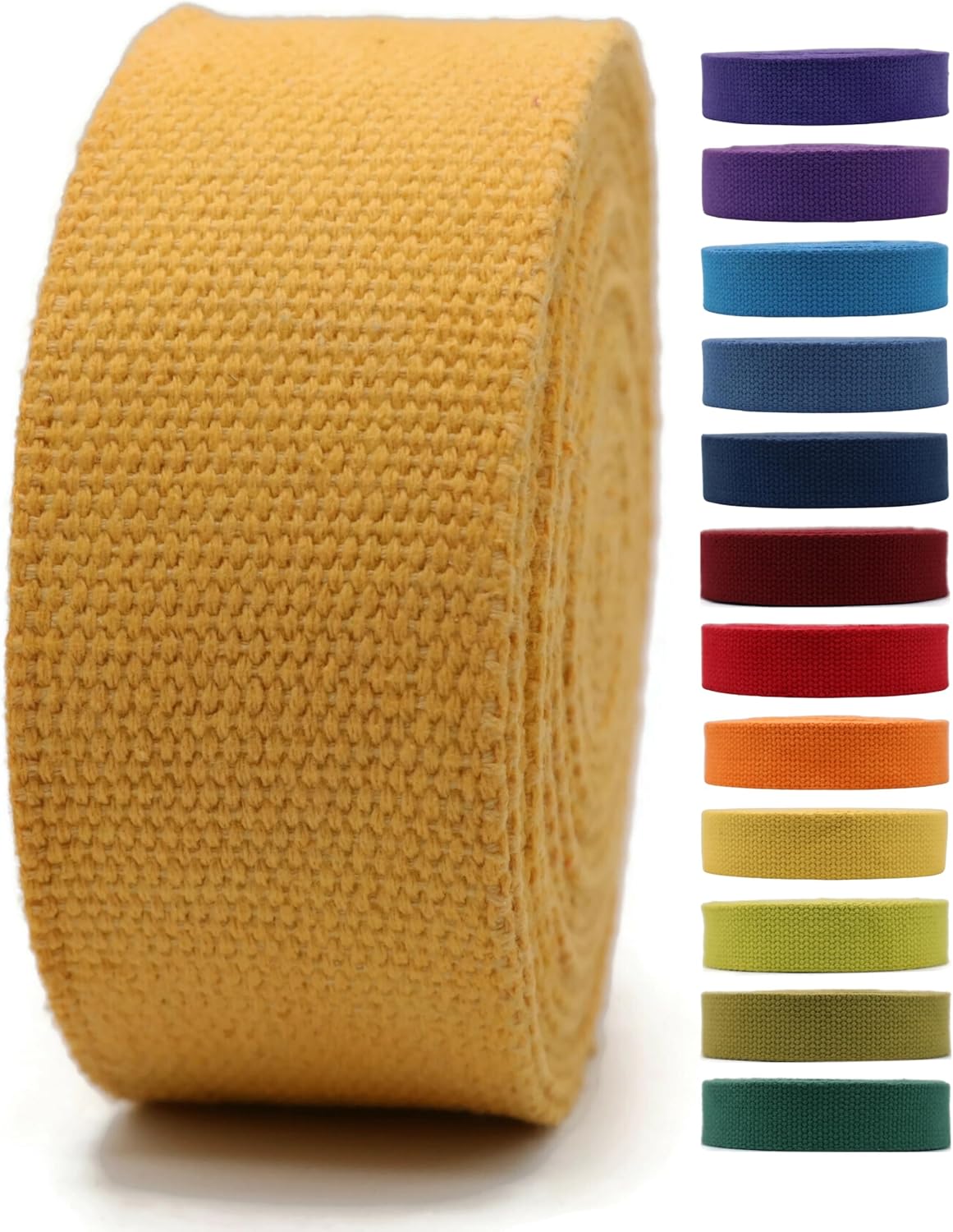 2" & 1.5'' & 1" Cotton Webbing - 5 Yards - 50+ Colors -%100 Natural Cotton - Turkish Woven - Heavy Duty 1 Inch 1.5 Inch 2 Inch Webbing for Sewing Straps Bag Climbing Indoors Craft DIY 11125…