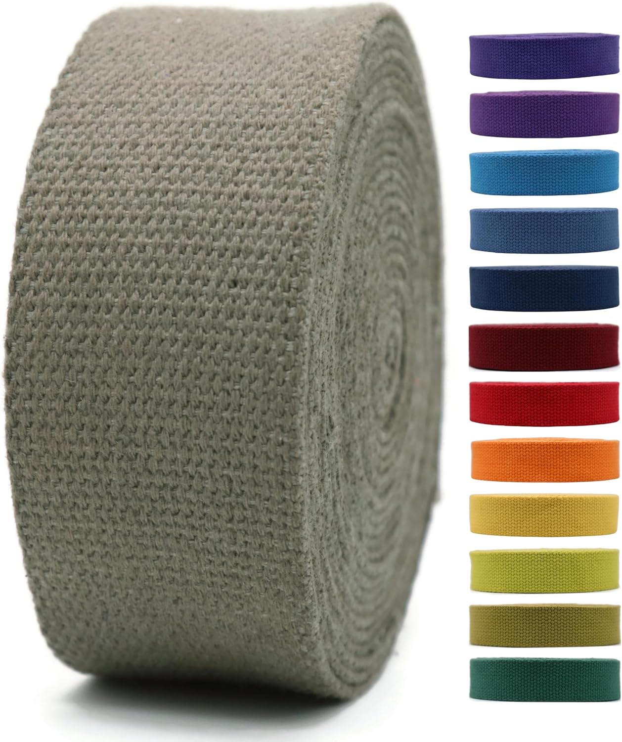 Cotton Webbing 2" & 1.5'' & 1" - 5 Yards - 50+ Colors -%100 Natural Cotton - Turkish Woven - 1 Inch 1.5 Inch 2 Inch MutedSage Canvas Webbing for Sewing Straps Bags Climbing Indoors Craft DIY 11285…