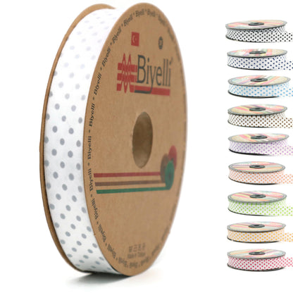 Cotton Fold Bias Binding Tape - 3/4 Inches (20mm) Wide - 27 Yards - Polka Dots Single Fold Cotton Fold Bias Binding Tape for Sewing Clothing DIY Pink B2