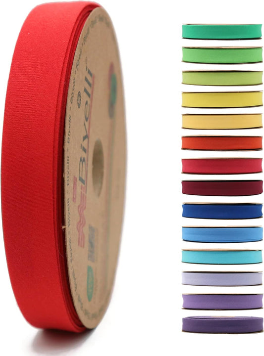 Cotton Fold Bias Tape - 3/4 Inches (20mm) Wide - 27 Yards - 65+ Colors - Single Fold Cotton Fold Bias Binding Tape for Sewing Clothing DIY (33. Red) D33