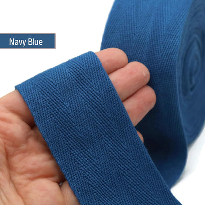 Cotton Twill Tape 2" & 1.5" & 1" - 10 Yards - 50+ Colors -%100 Natural Cotton 1 Inch 1.5 Inch 2 Inch Herringbone Bias Binding Cotton Tape Trim for Sewing Wrapping Craft DIY Navy Blue 10425