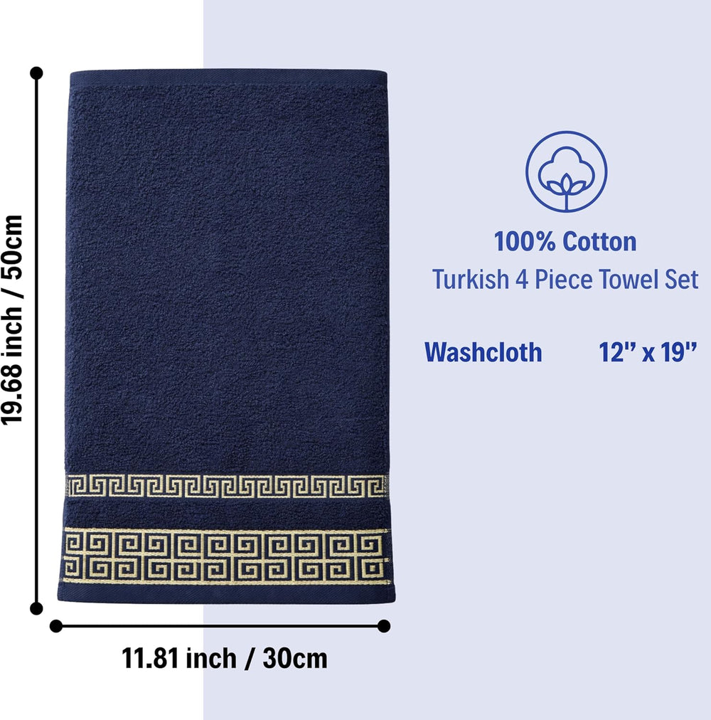 Greek Key Washcloth Set of 4 — Navy