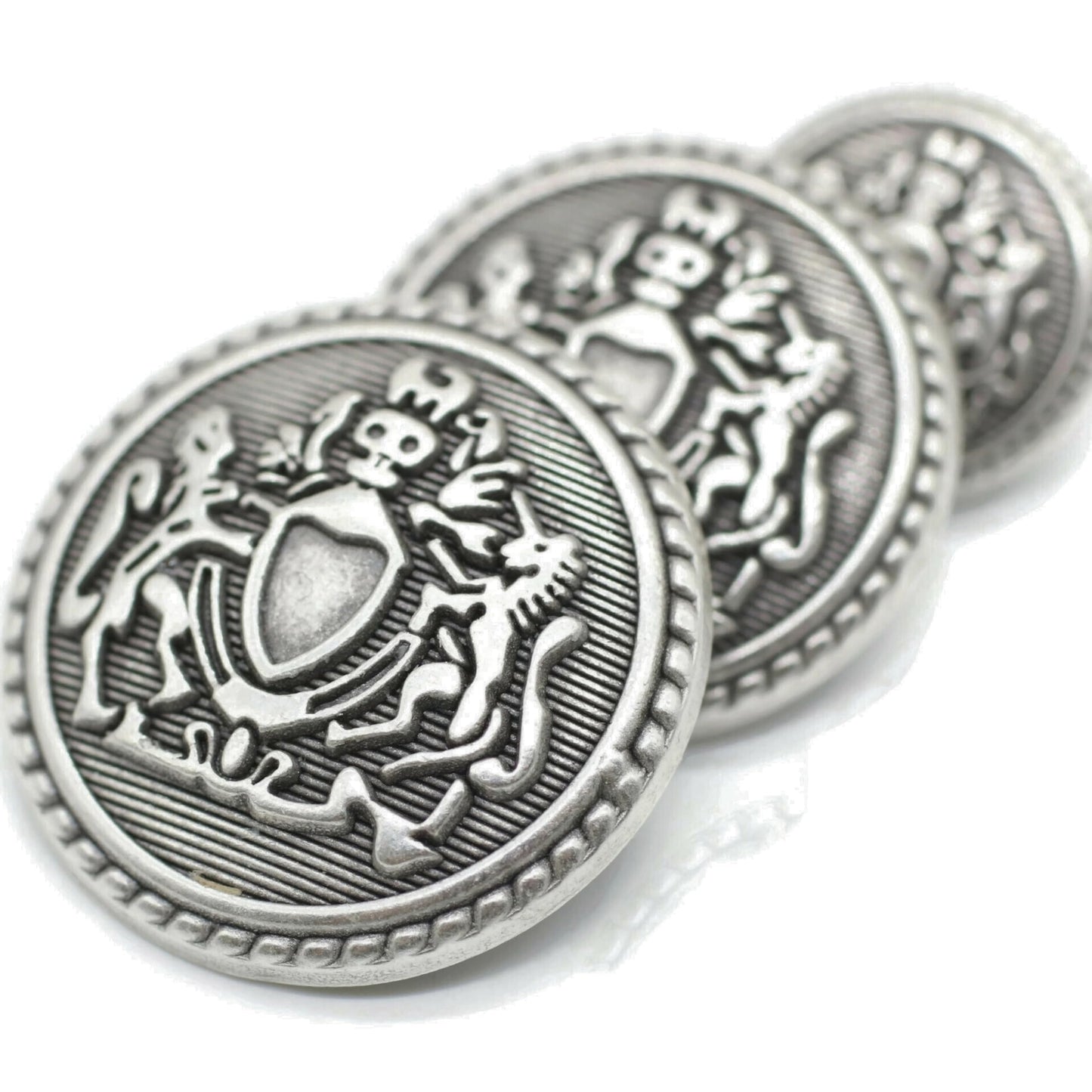 Gold Metal Shank Buttons - 12 Pcs - 3 Size Options - Twin Lion of Kingdom Round Metal Shank Buttons for Men Women Blazer Coat Uniform Shirt Suit and Jacket Sewing Craft DIY N3903