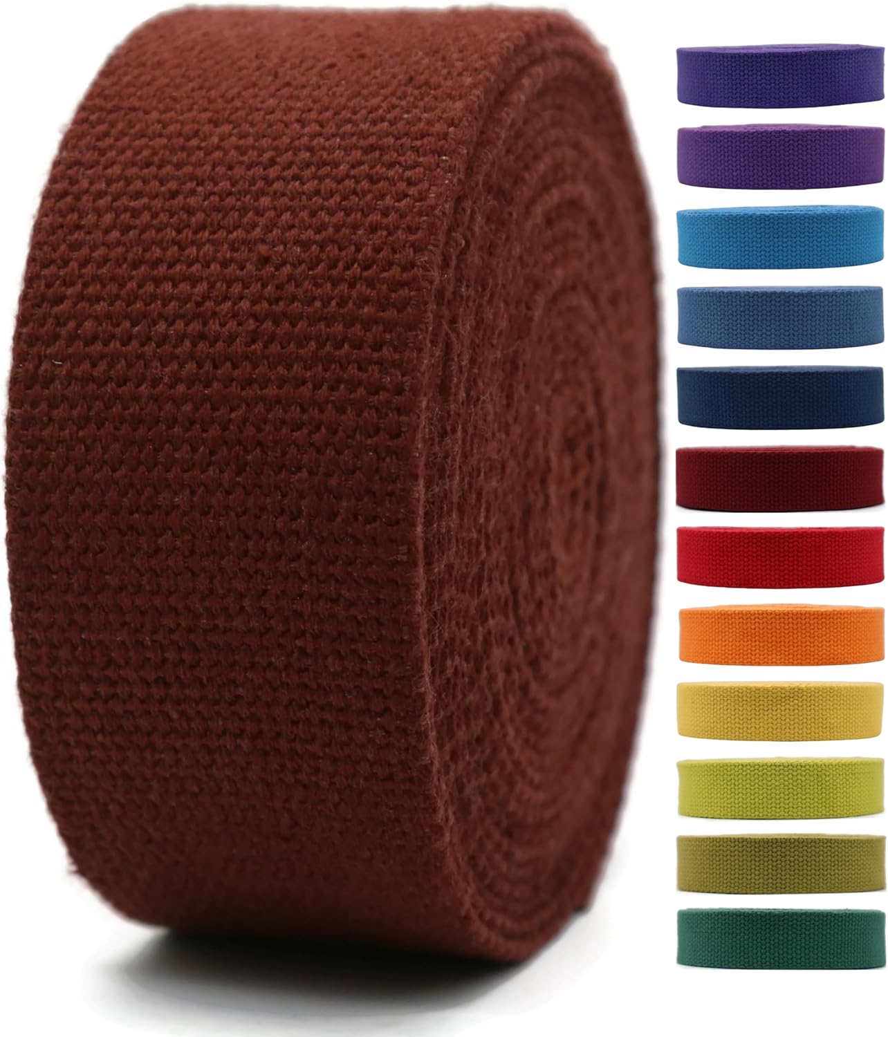 Cotton Webbing 2" & 1.5'' & 1" - 5 Yards - 50+ Colors -%100 Natural Cotton - Turkish Woven - Heavy Duty1 Inch 1.5 Inch 2 Inch Canvas Webbing for Sewing Straps Bags Climbing Indoors Craft DIY 11495…