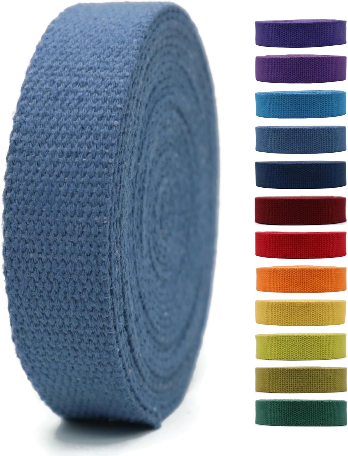 Cotton Webbing 2" &amp; 1.5'' &amp; 1" - 5 Yards - 50+ Colors -100% Natural Cotton - Turkish Woven - Heavy 1 Inch 1.5 Inch 2 Inch Canvas Webbing for Sewing Straps Bags Climbing Indoors Craft DIY 11395…