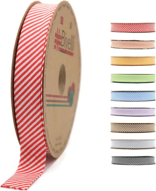 Cotton Fold Bias Binding Tape - 3/4 Inches (20mm) Wide - 27 Yards - Plaid Single Fold Cotton Fold Bias Binding Tape for Sewing Clothing DIY Red C3