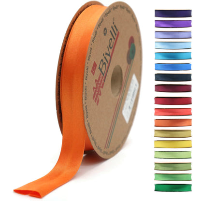 Fold Satin Bias Tape - 99+ Colors - 3/4 Inches Wide - 27 Yards - Fold Satin Binding Bias Ribbon Fabric Piping Bias Binding Tape for Sewing Clothing DIY (63. Squash) BYS62