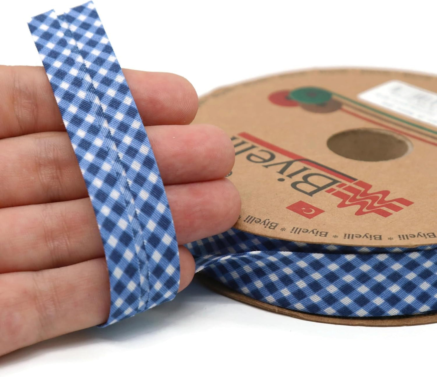 Cotton Fold Bias Binding Tape - 3/4 Inches (20mm) Wide - 27 Yards - Plaid Single Fold Cotton Fold Bias Binding Tape for Sewing Clothing DIY Dark Blue E8