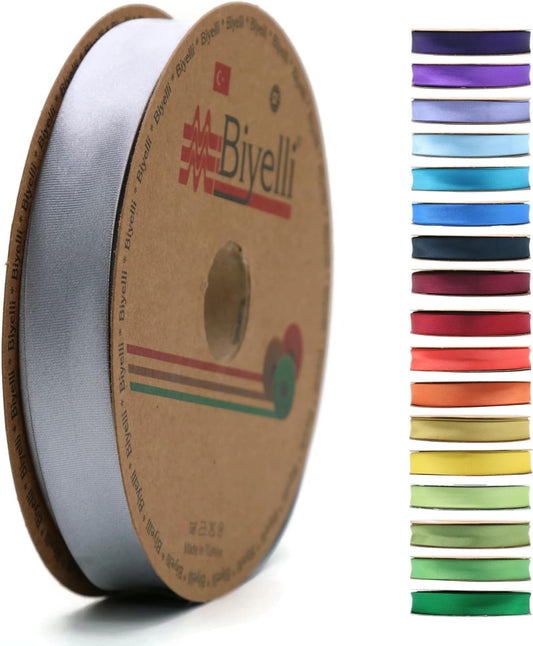 Fold Satin Bias Tape - 99+ Colors - 3/4 Inches Wide - 27 Yards - Fold Satin Binding Bias Ribbon Fabric Piping Bias Binding Tape for Sewing Clothing DIY (11. Fossil Gray) BYS11