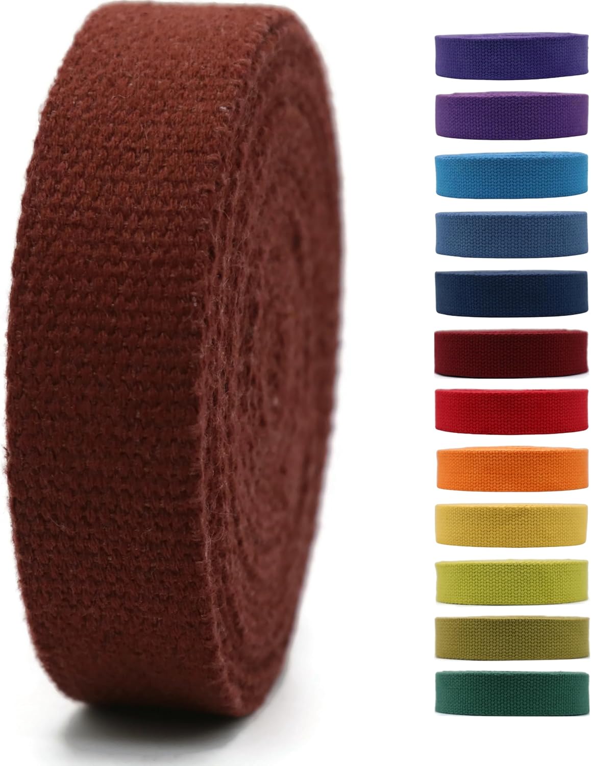 Cotton Webbing 2" &amp; 1.5'' &amp; 1" - 5 Yards - 50+ Colors -100% Natural Cotton - Turkish Woven - Heavy Duty1 Inch 1.5 Inch 2 Inch Canvas Webbing for Sewing Straps Bags Climbing Indoors Craft DIY 11495…
