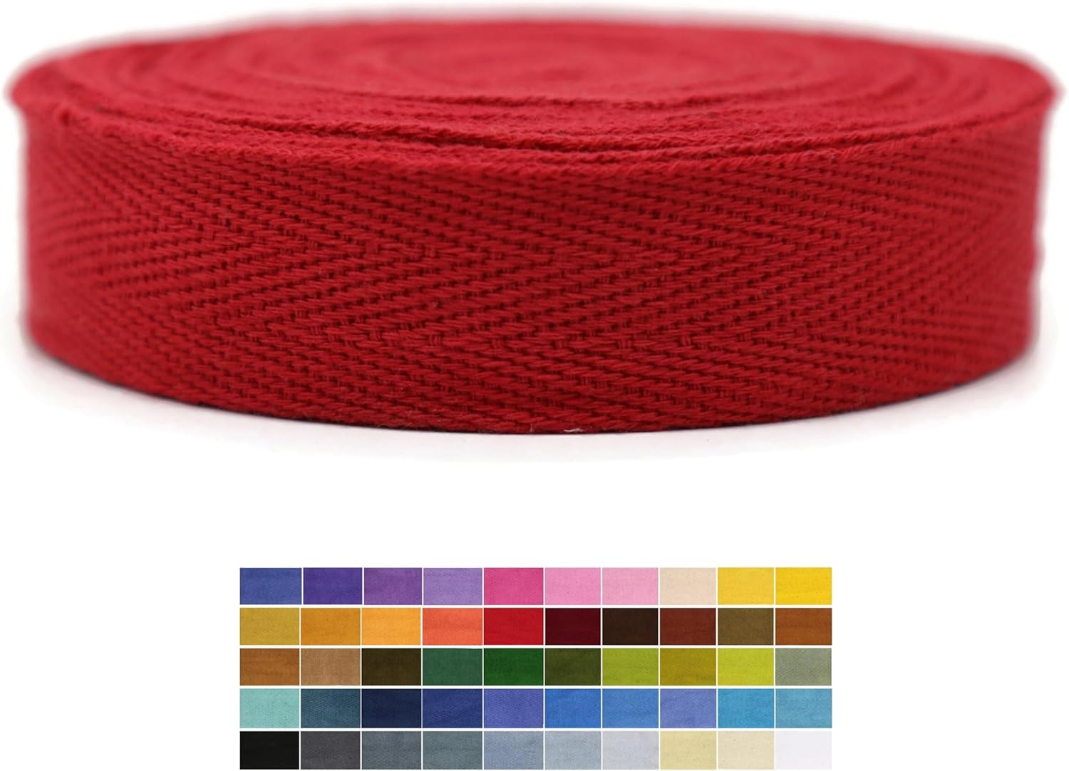 1" & 1.18" & 1.5'' & 2" Cotton Twill Tape - 10 Yards - 50+ Colors -%100 Natural Cotton 1 Inch 1.5 Inch 2 Inch Herringbone Bias Binding Cotton Tape Trim for Sewing Wrapping Craft DIY 10172 (AppleRed)…