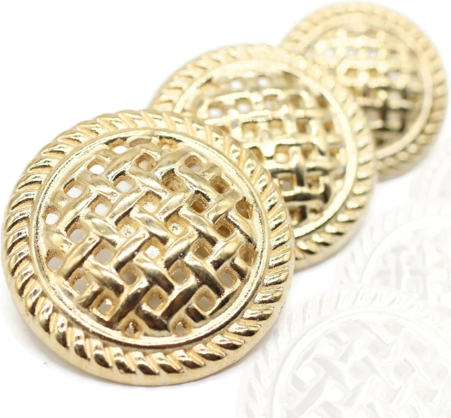Weave Gold Metal Shank Buttons - 12 Pcs - 3 Size Options - Luxury Weave Metal Shank Buttons for Men Women Blazer Coat Uniform Shirt Suit and Jacket Sewing Craft DIY WE5233…