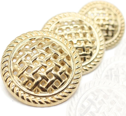 Weave Gold Metal Shank Buttons - 12 Pcs - 3 Size Options - Luxury Weave Metal Shank Buttons for Men Women Blazer Coat Uniform Shirt Suit and Jacket Sewing Craft DIY WE5233…