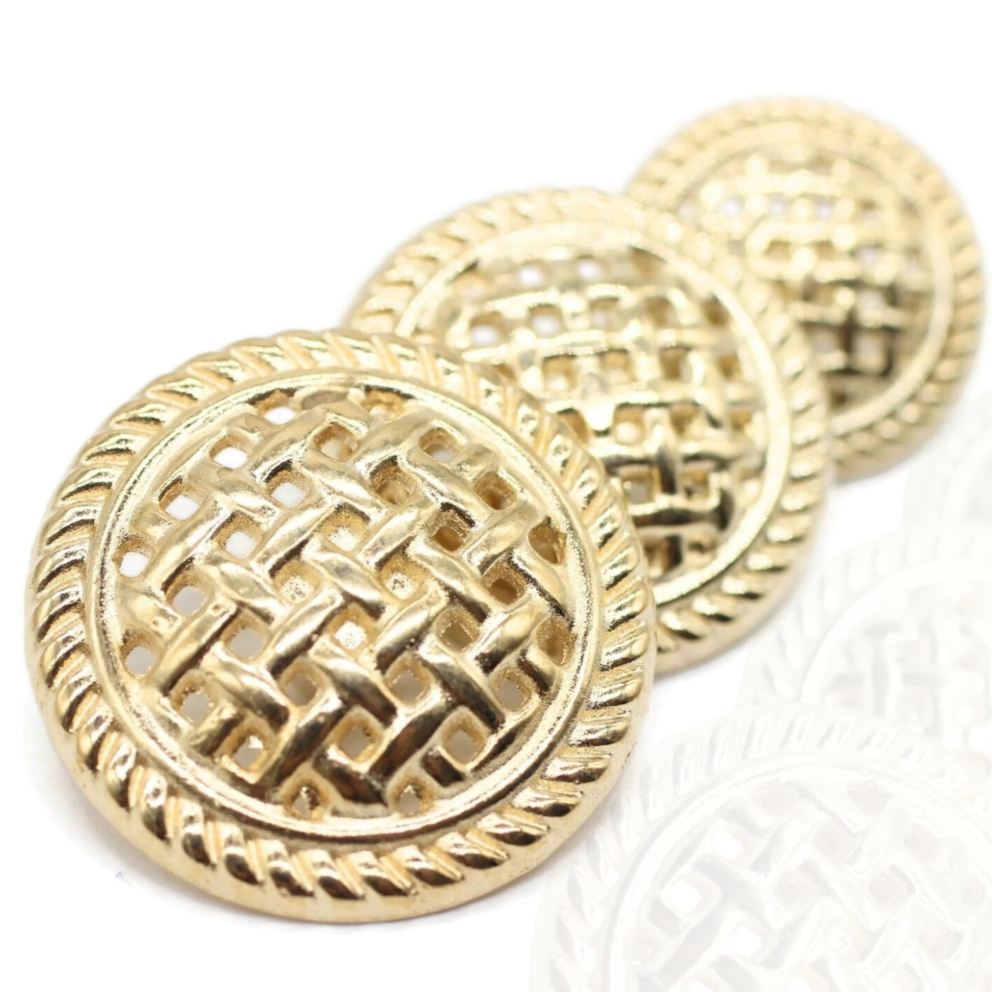 Weave Gold Metal Shank Buttons - 12 Pcs - 3 Size Options - Luxury Weave Metal Shank Buttons for Men Women Blazer Coat Uniform Shirt Suit and Jacket Sewing Craft DIY WE5233…