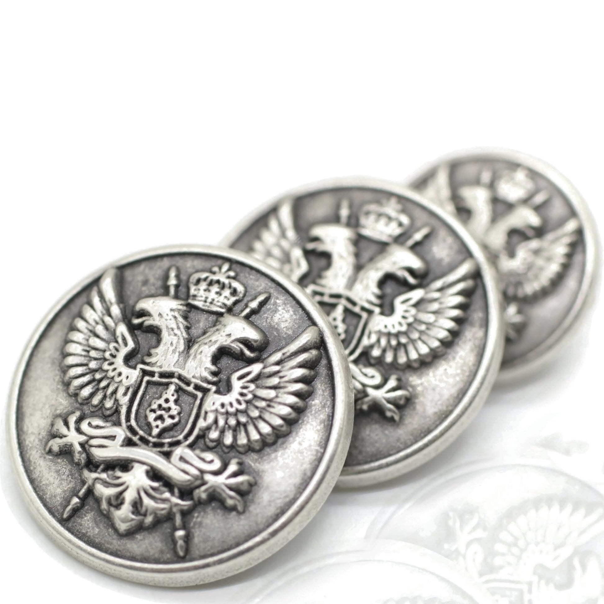 Bronze Metal Shank Buttons - 12 Pcs - 3 Size Options - Luxury Eagle Round Wave Metal Shank Buttons for Men Women Blazer Coat Uniform Shirt Suit and Jacket Sewing Craft DIY N14903