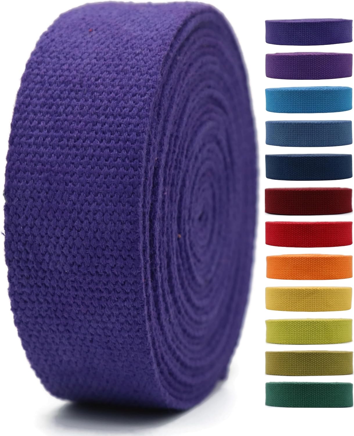 Cotton Webbing 2" &amp; 1.5'' &amp; 1" - 5 Yards - 50+ Colors -100% Natural Cotton - Turkish Woven - Heavy 1 Inch 1.5 Inch 2 Inch Canvas Webbing for Sewing Straps Bags Climbing Indoors Craft DIY 11255…