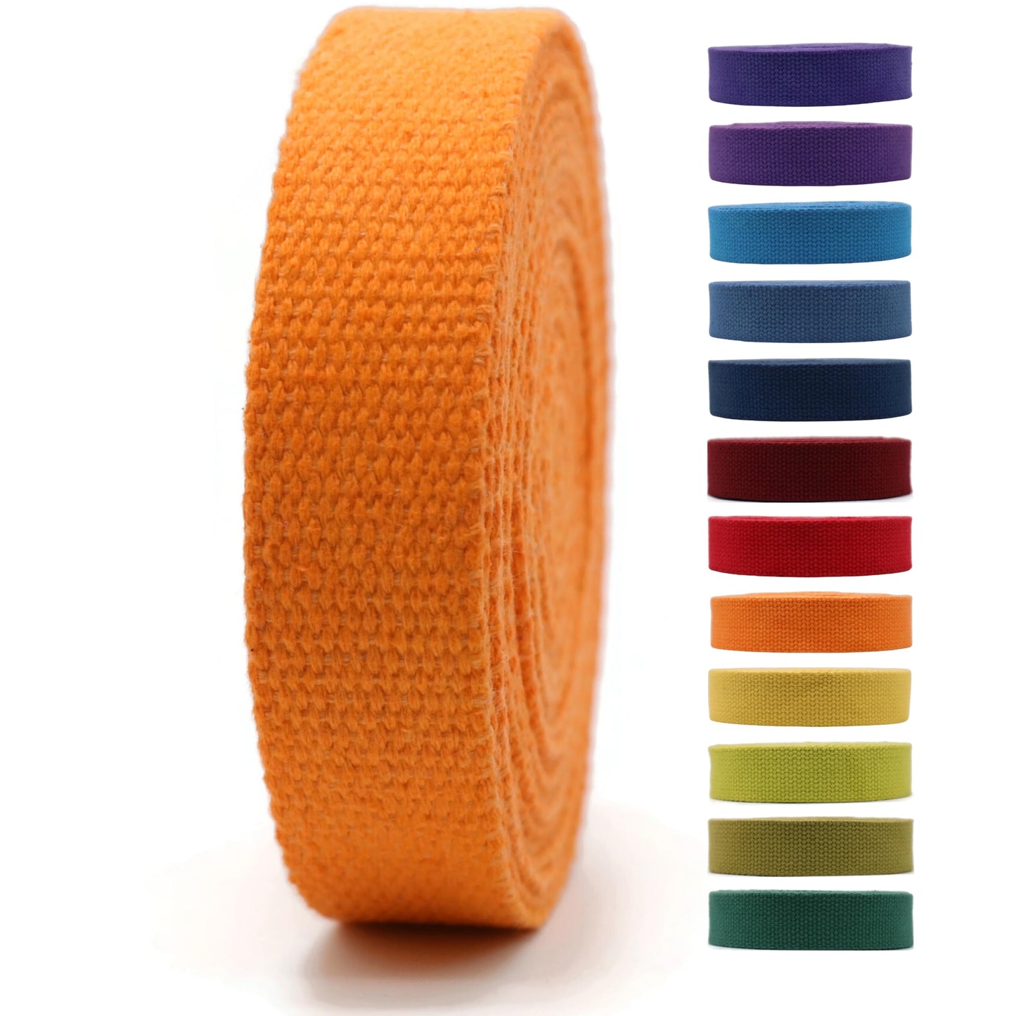 2" & 1.5'' & 1" Cotton Webbing - 5 Yards - 50+ Colors -%100 Natural Cotton - Turkish Weave - Heavy Duty 1 Inch 1.5 Inch 2 Inch Webbing for Sewing Straps Wrapping Climbing Indoors Craft DIY 11155…