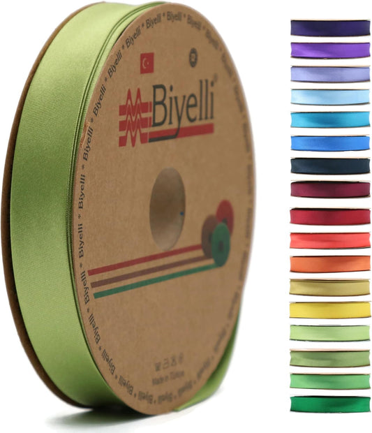 Fold Satin Bias Tape - 99+ Colors - 3/4 Inches Wide - 27 Yards - Fold Satin Binding Bias Ribbon Fabric Piping Bias Binding Tape for Sewing Clothing DIY (17. Sage Green) BYS17
