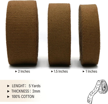 Cotton Webbing 2" & 1.5'' & 1" - 5 Yards - 50+ Colors -%100 Natural Cotton - Turkish Woven - Heavy Duty1 Inch 1.5 Inch 2 Inch Canvas Webbing for Sewing Straps Bags Climbing Indoors Craft DIY 11485…