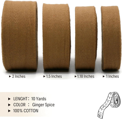 1" & 1.18" & 1.5'' & 2" Cotton Twill Tape - 10 Yards - 50+ Colors -%100 Cotton 1 Inch 1.5 Inch 2 Inch Herringbone Bias Binding Cotton Tape Trim for Sewing Wrapping Craft DIY 10452 (Ginger Spice)…